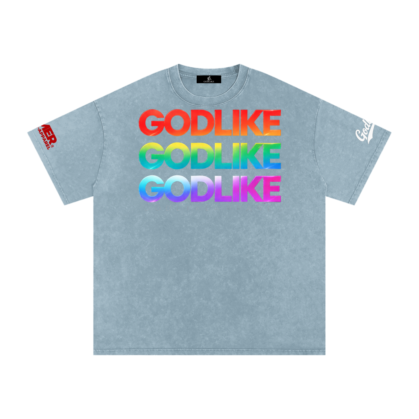 GODLIKE Tricolor Stack – Snow Washed Oversized Cotton T-Shirt