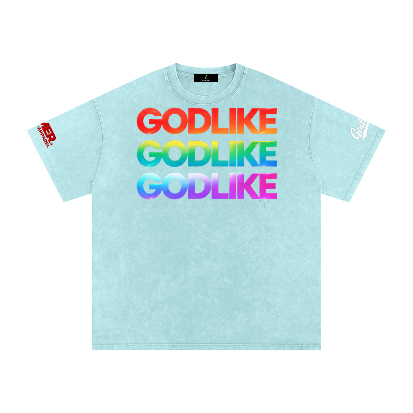 GODLIKE Tricolor Stack – Snow Washed Oversized Cotton T-Shirt
