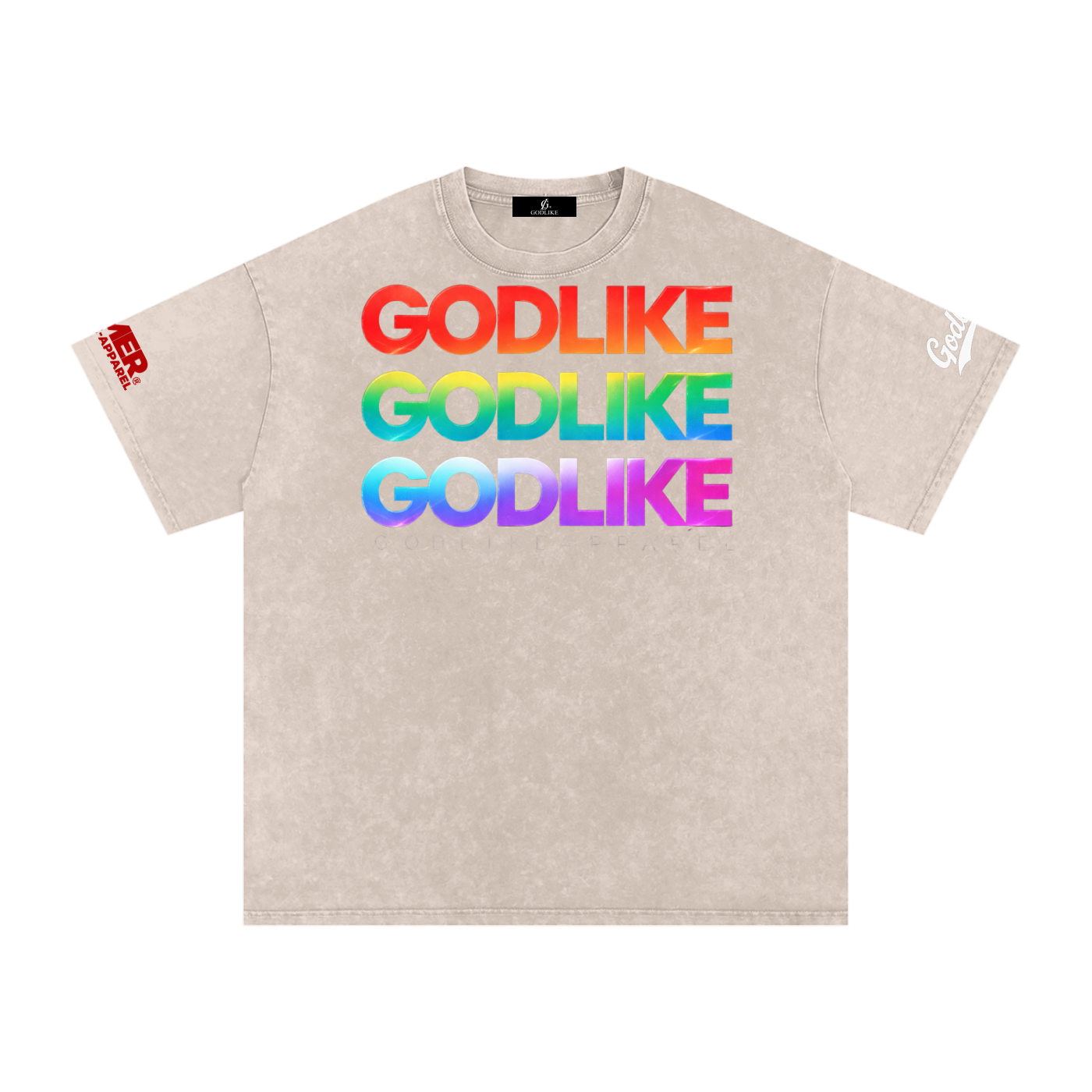 GODLIKE Tricolor Stack – Snow Washed Oversized Cotton T-Shirt