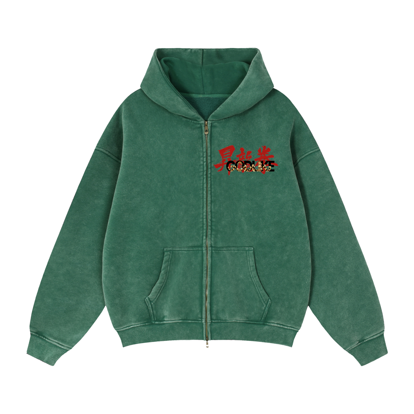 GLK KANJI Zip-Through Boxy Fleece Hoodie