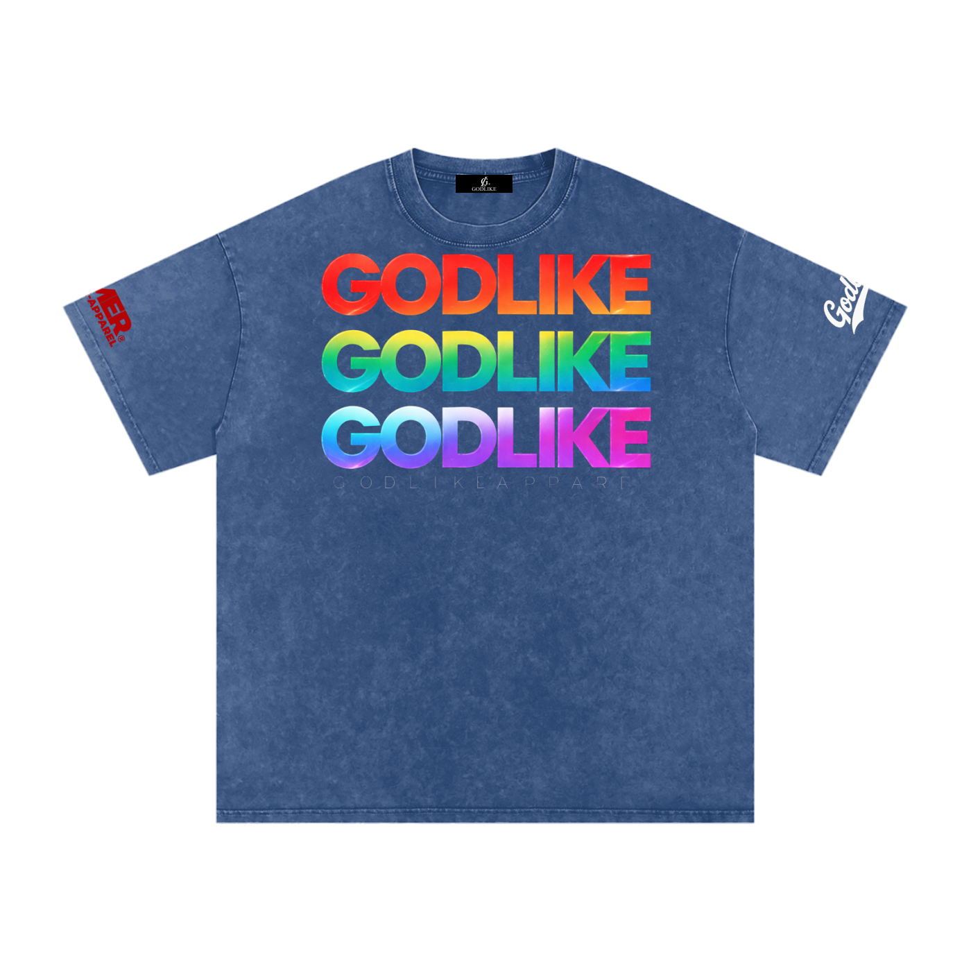 GODLIKE Tricolor Stack – Snow Washed Oversized Cotton T-Shirt