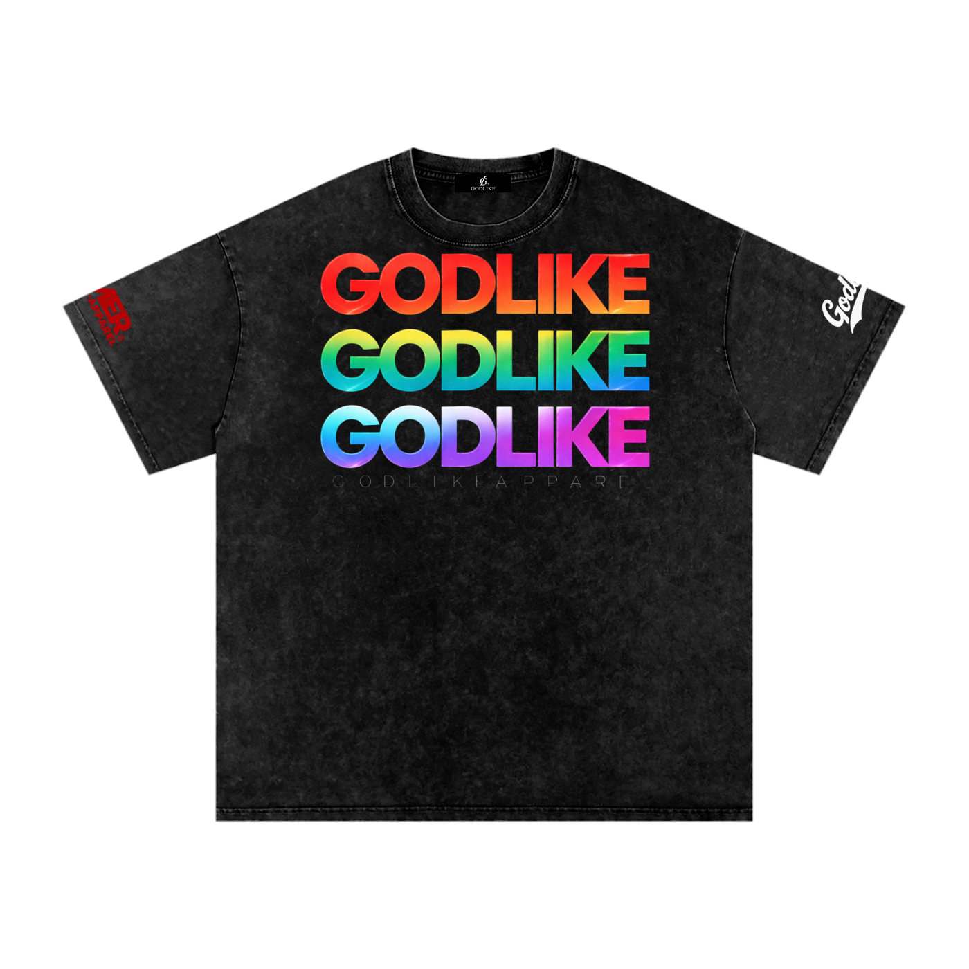 GODLIKE Tricolor Stack – Snow Washed Oversized Cotton T-Shirt