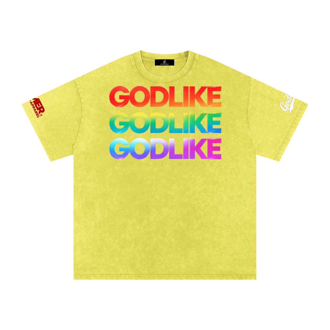 GODLIKE Tricolor Stack – Snow Washed Oversized Cotton T-Shirt