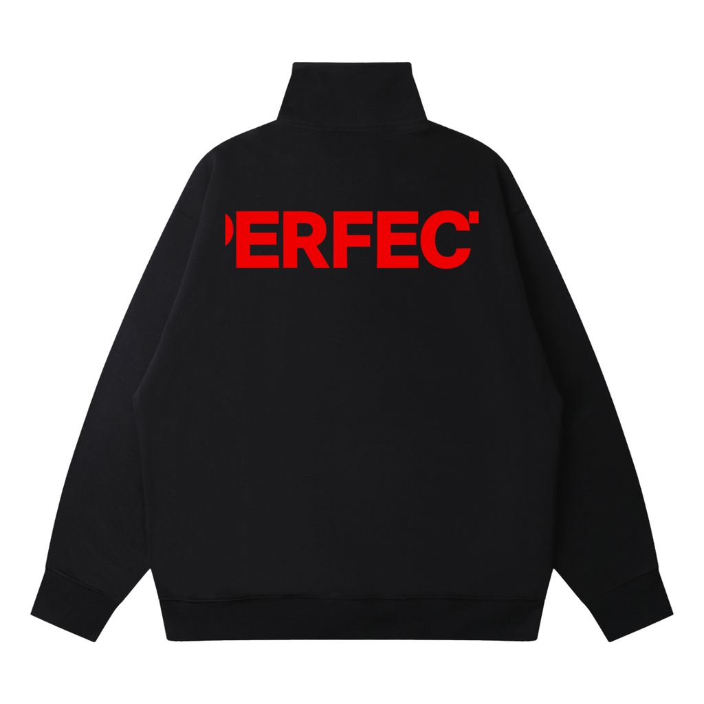 PERFEC' Quarter-Zip Drop Shoulder Sweatshirt – Black Edition