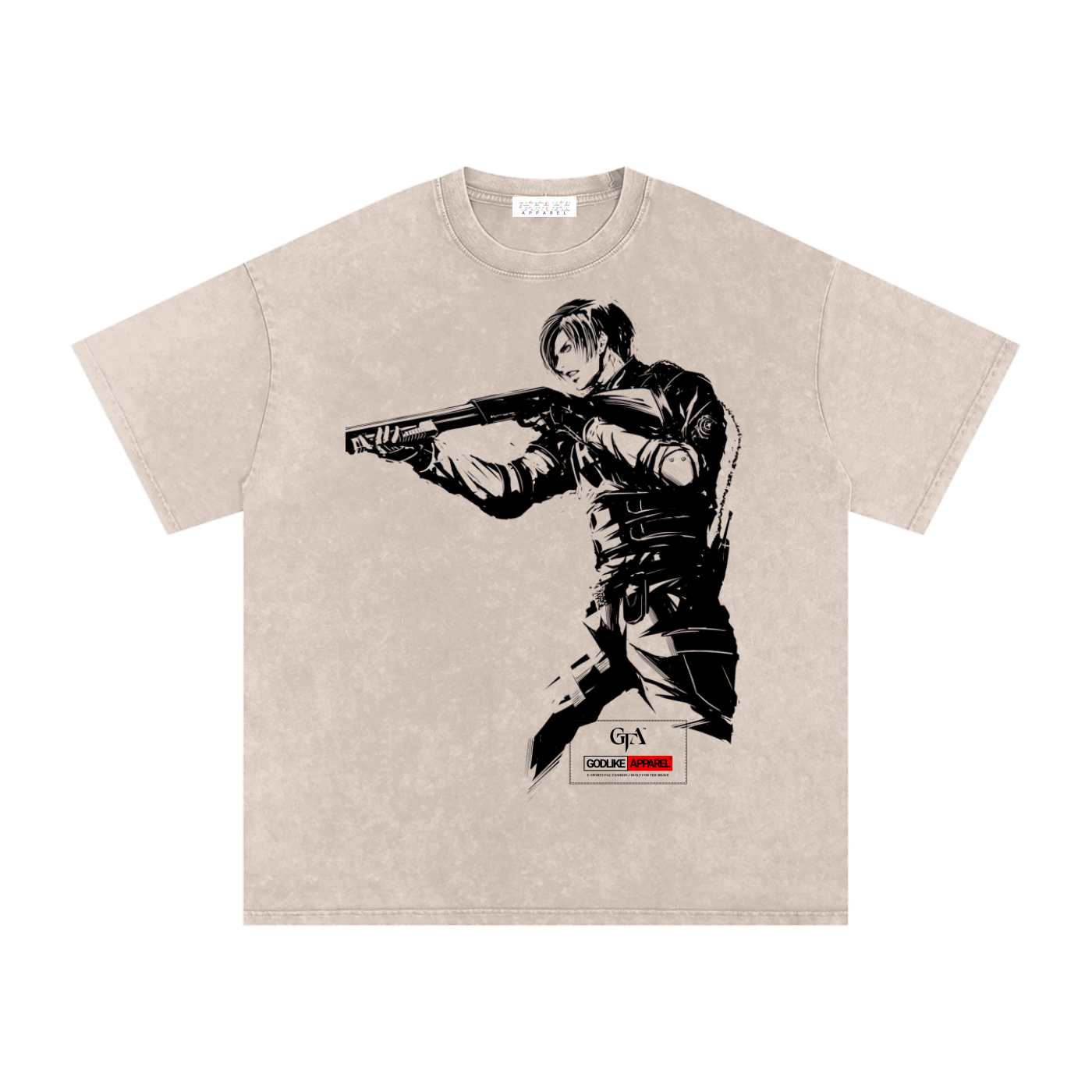 Snow Washed Oversized Cotton T-Shirt – Beige Lightning Edition