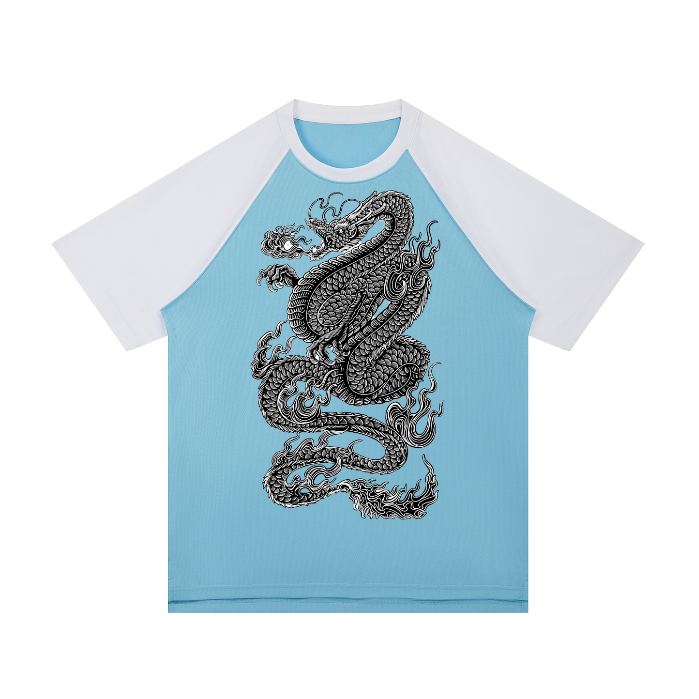 Contrast Raglan Sleeve Mesh T-Shirt – Dragon Flow