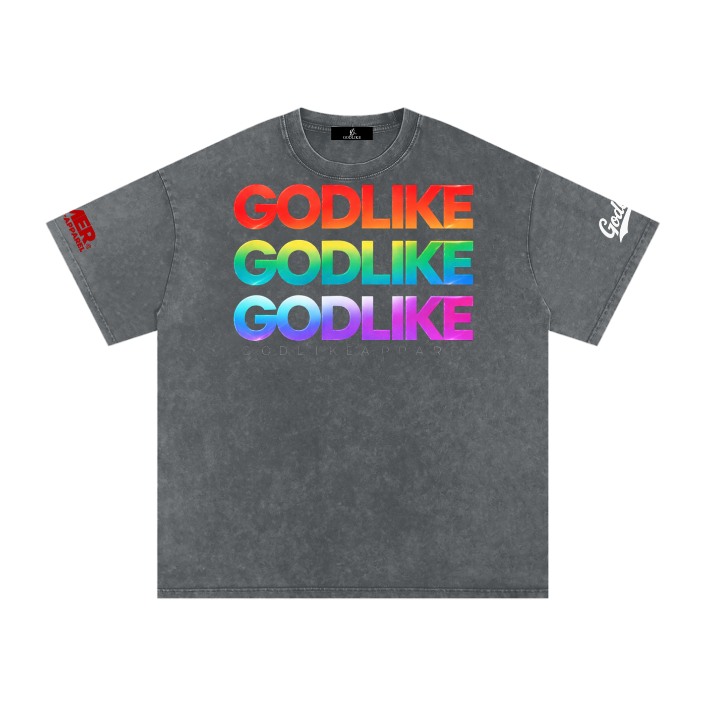 GODLIKE Tricolor Stack – Snow Washed Oversized Cotton T-Shirt