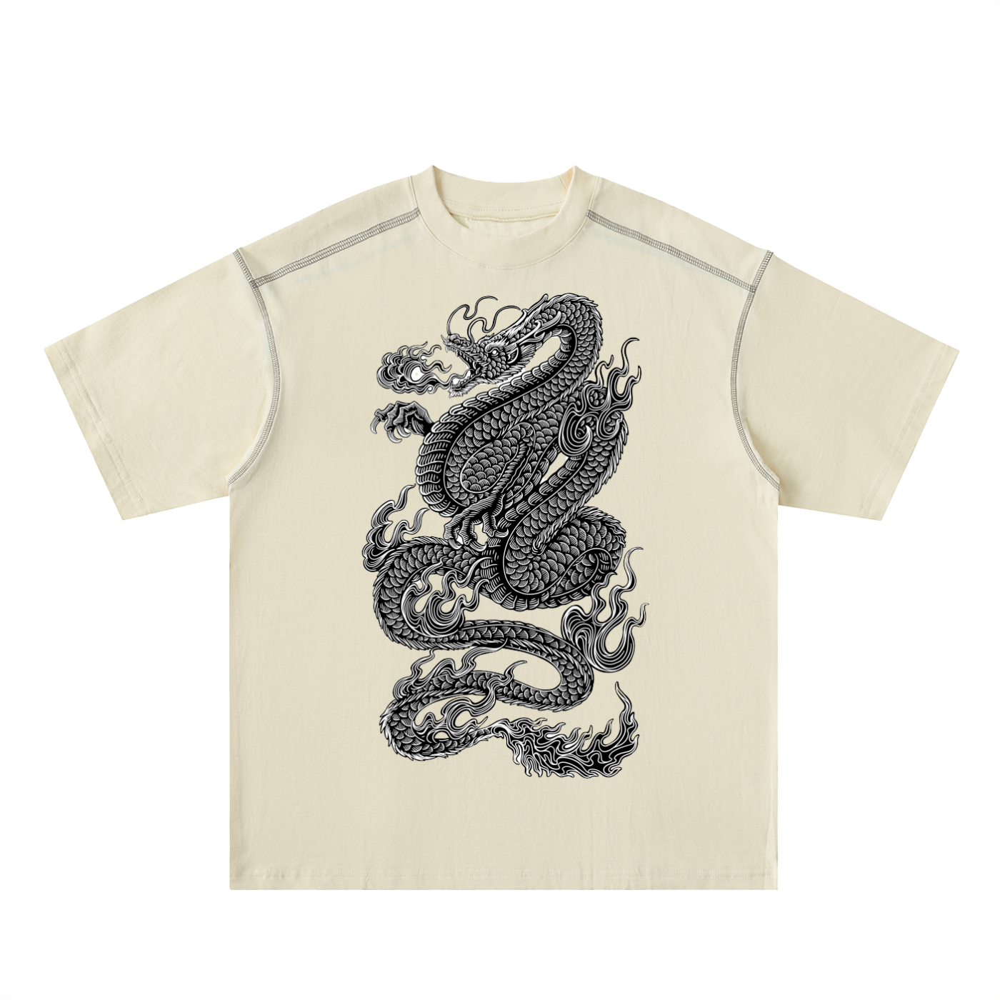 Dragon Discipline Oversized Contrast-Stitched Cotton Tee