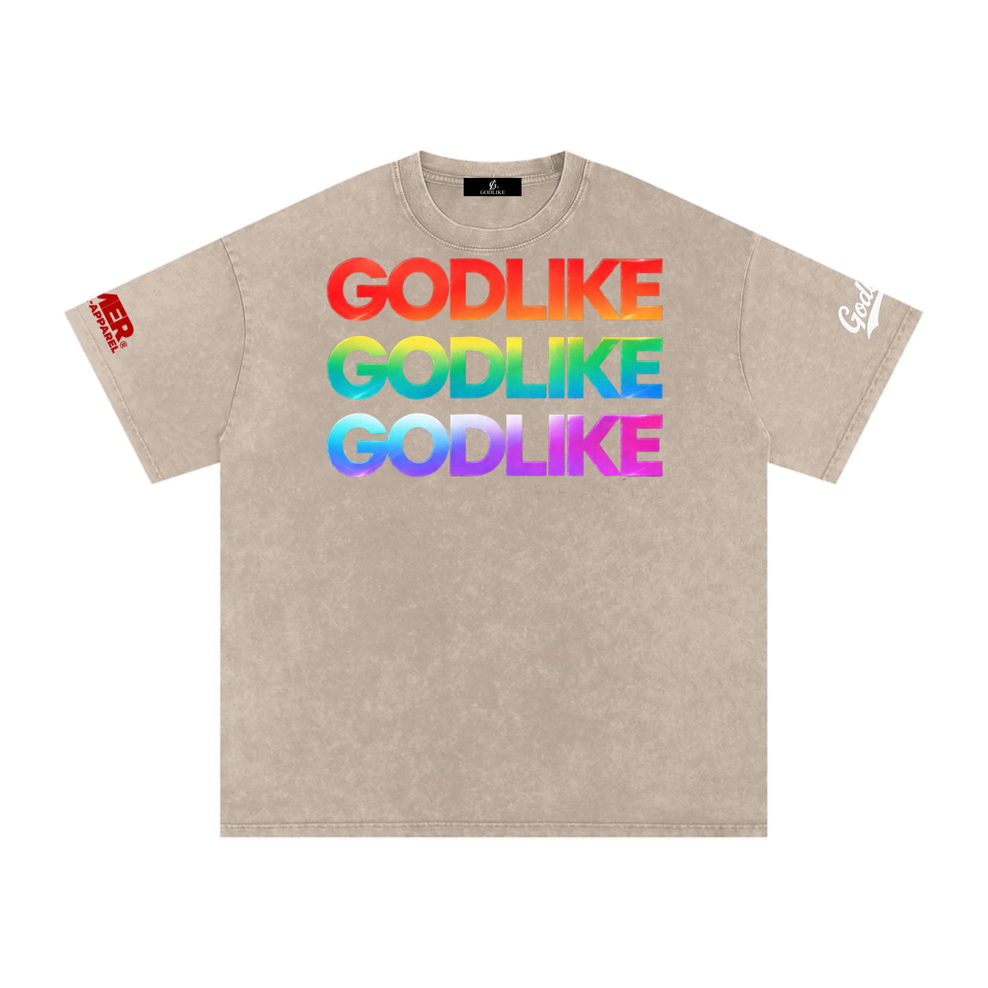 GODLIKE Tricolor Stack – Snow Washed Oversized Cotton T-Shirt