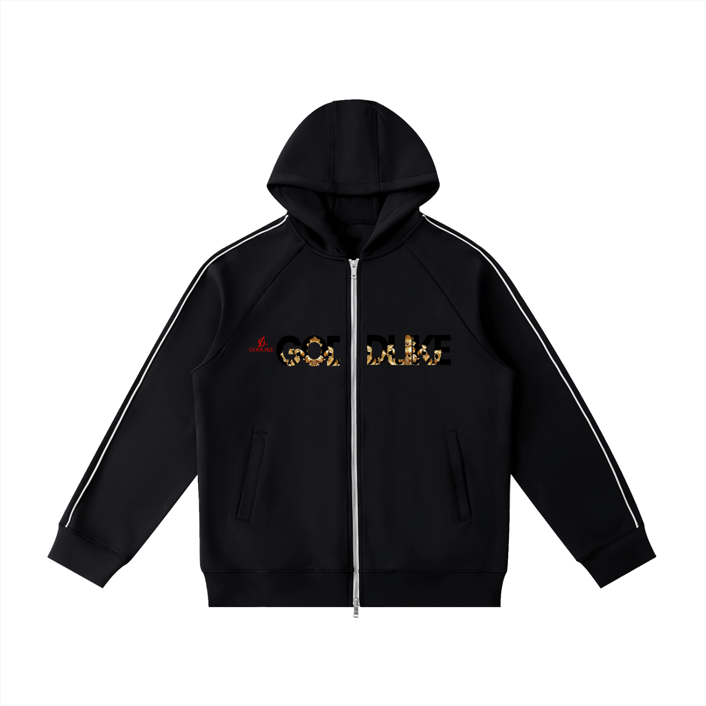 GODLIKE NEW LOGO PRINT Heavyweight Raglan Sleeve Zip Hoodie