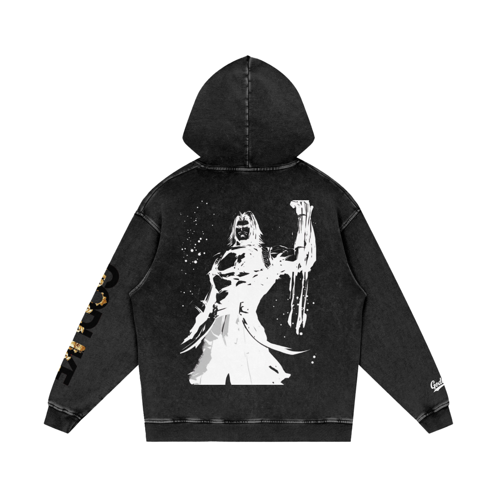 SHORYOKEN Snow Washed Loose Cotton Hoodie – Charcoal Edition